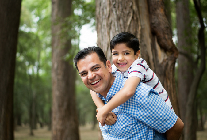 Latino Father with son