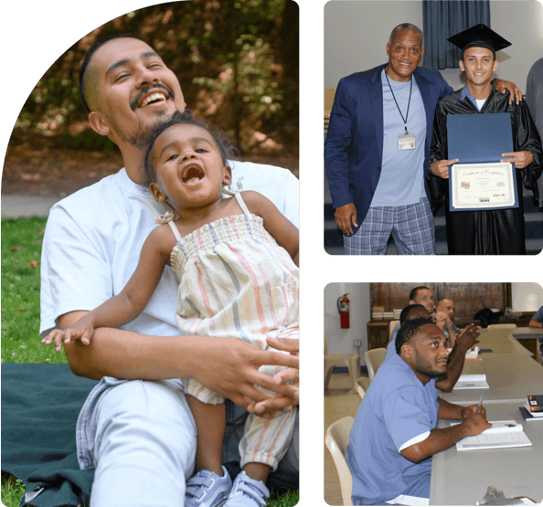 Father holding daughter and both are smiling-1