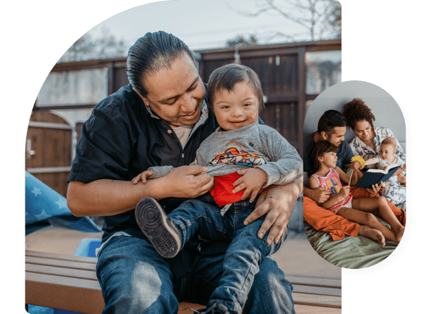 Happy children with parent